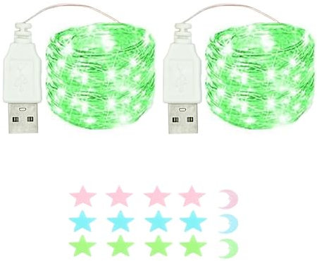 2 Stück LED Lichterkette, 40LED 4M / 14Ft USB lichterkette außen/innen Wasserdichte für Schlafzimmer, Hof, Hochzeit, Weihnachten, DIY etc (grün)