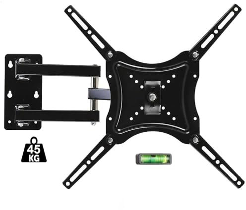 Soporte de Pared para Televisor TV 14 a 60 Pulgadas Giratorio Inclinable Universal televisión Smart LCD Monitores OLED Plano, 45 kg, Medidas VESA 60x60mm hasta 400x400mm