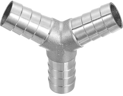 sourcing map Manguera en forma de Y de 1 pulgada, adaptador de manguera de acero inoxidable 304 de 3 vías para sistemas de vacío, conexiones de tubería industriales, color plateado