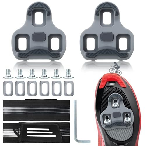 Grip Fahrrad-Cleats Kompatibel mit Look Keo Pedal Pedalen, 3-Loch Carbon Rennrad-Cleats, mit Hosenklammer Fahrrad Road Pedalplatten, Stollen Für Pedale Fahrradzubehör für Rennrad & Trekking(Grau 4.5°)