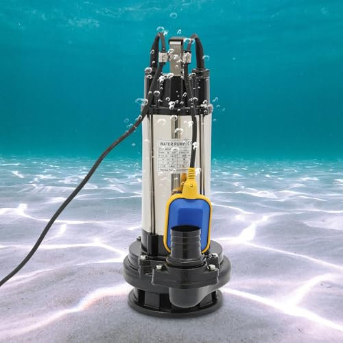 Bomba sumergible para aguas residuales, acero inoxidable (caudal de 36 m³/h, altura de extracción de 22 m, 1,5 kW, 2HP, carcasa de bomba de fundición, IP68) 50 x 25 x 23 cm