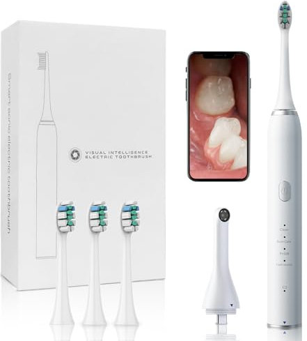 PTHTECHUS Spazzolino elettrico sonico - Spazzolino elettrico visivo per adulti e bambini, spazzola elettrica con 3 modalità e timer - IPX7 impermeabile, batteria di lunga durata 45 giorni con app