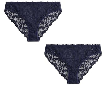 NEXT Damen 2er-Pack Komfort Spitzenslips, hohes Bein