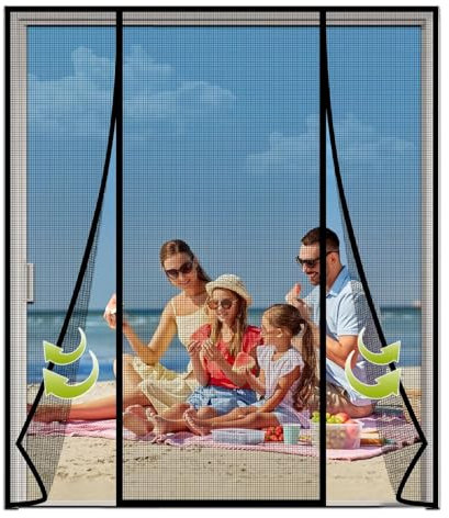 Tenda zanzariera Magnetica, Apertura Bifacciale 125x180cm Nero Tenda Anti Zanzare Chiudi Automaticamente Rete di Ottima qualità per Ferro, Porte in Balcone