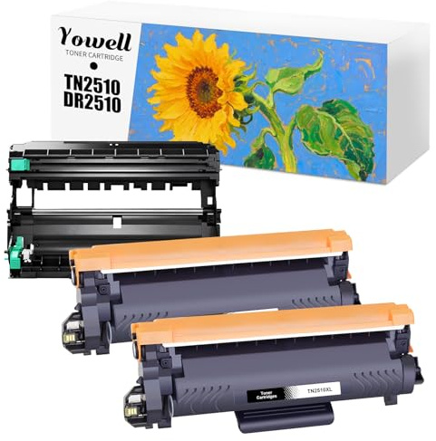Yowell 2X TN2510XL und 1x DR2510 Trommel Kompatibel für Brother TN2510XL DR-2510 Drum Unit für Brother HL-L2400DW HL-L2445DW DCP-L2660DW DCP-2620DW MFC-L2800DW MFC-2835DW