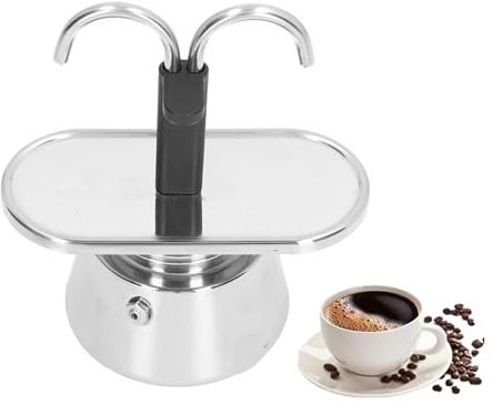 HERCHR Caffettiera Espresso su Piano Cottura da 2 Tazze, Caffettiera Italiana a Doppio Tubo in Acciaio Inossidabile da 100 ML per Moka, Filtro Addensato, Italiana