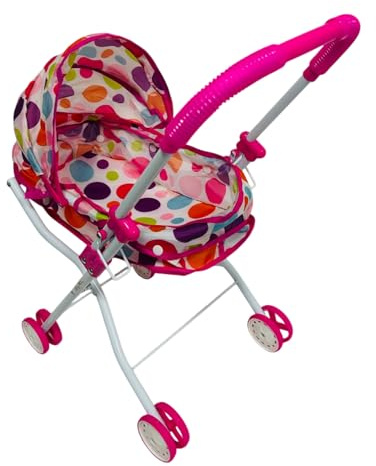 Luxus Puppenwagen Metallrahmen mit klappbarem Verdeck Kinderwagen für Puppen zusammenklappbar für Mädchen Spielzeug Mädchen Kinderwagen für Puppen Kinderwagen