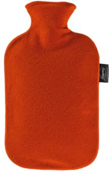 Fashy 6530 Wärmflasche mit Vliesbezug 2 L, Farbe kirschrot, Rot