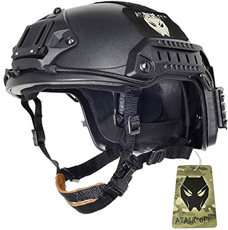 ATAIRSOFT Verstellbarer Maritimer Helm ABS für Airsoft Paintball (Blak, L/XL)