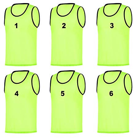RHINOS sports Leibchen Set (6 Stück) | Nummeriert 1-6 | Gelb | Größe M | Erwachsene