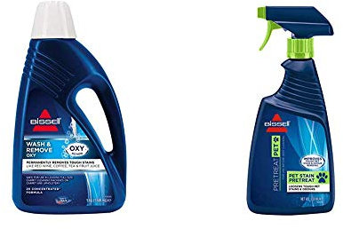 BISSELL Wash and Remove Oxy, 1.5 L, 1265E & Pet Stain and Odour Pretreat 1137E