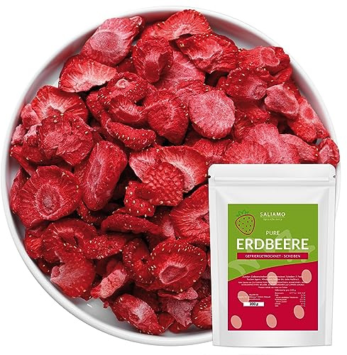 Saliamo | ERDBEEREN GEFRIERGETROCKNET - 300g - gefriergetrocknete Erdbeeren in Scheiben - Erdbeerchips - pure Frucht - 100 % Erdbeeren