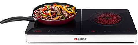 alpina 8711252183039 2 Brenner 3500 Watt Induktionskochplatte, Glass, Seien Sie Vorsichtig.