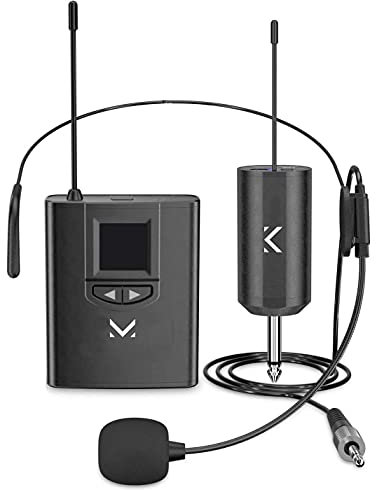 MAJESTIC mic-800w Microfono Wireless uhf dinamico unidirezionale ad Archetto con trasmettitore e Ricevitore Ricaricabile