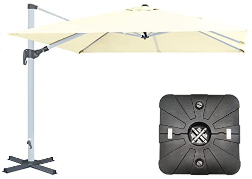 Jarder 9m² Large Square Parasol With Parasol Base | Aluminium | Garden, Patio, Event, Wedding
