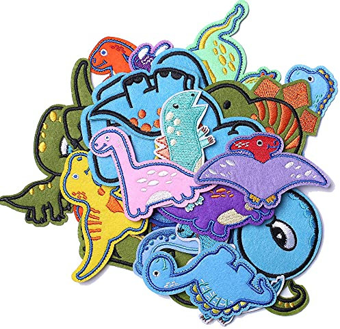 Harsgs Embroidered Dinosaur Patches, Cute Dinosaur Iron on/Sew on Patches Applique for Clothes, Dress, Hat, Jeans, Backpacks, DIY Accessories (Pack of 26)…