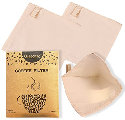 3 Pack Reusable Fabric Coffee Filters Size 6, Pro Quality Organic Cotton Coffee Filters, Sustainable and 100% Plastic Free