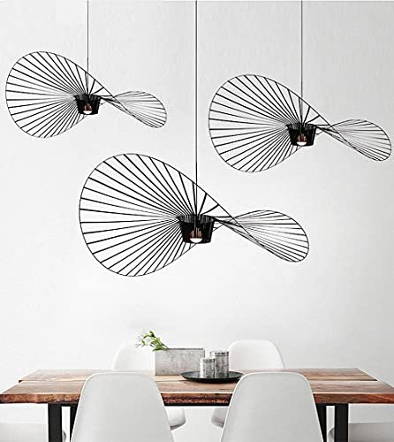 GLZXMQBP Vertigo Lampe 80 Schwarz Pendelleuchte Vintage HäNgelampe Modern Hut Wohnzimmer Kronleuchter für Kreative (einstellbare Lichthöhe) in Fiberglas + Polyurethan, E27 Kronleuchter