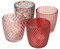 Seaside No.64 - Windlicht-Set 4 teilig aus Glas 7,5 x 7,5cm - Teelichthalter für Romantisches Ambiente - Kerzenständer mit verschiedenen Designs - Retro Kristall Ornamente - (rosa Taupe, Set)