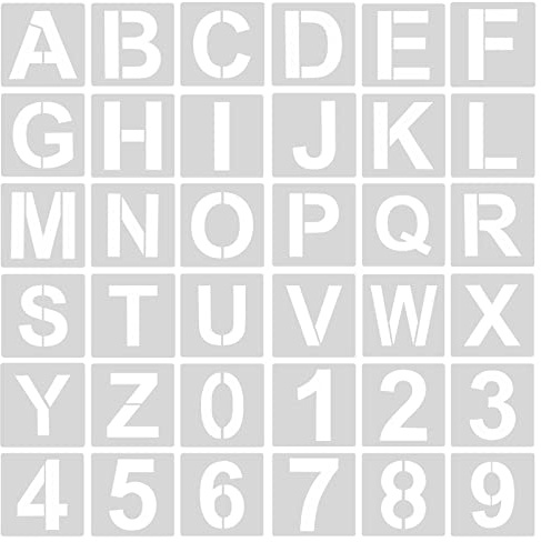 AIEX 36pcs alfabetos número plantilla, 12,5 cm plástico reutilizable plantilla de letras plantillas de artesanía números para pintura DIY Art Projects decoración