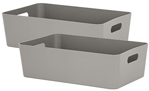 2x Ordnungsbox - 12 cm hoch - taupe - 39,5x 25 cm - Ordnungskorb - Regalorganizer Wandregal