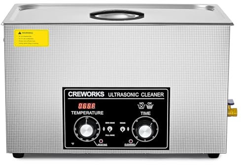 CREWORKS 30L Vasca Ultrasuoni in Acciaio Inossidabile con Riscaldatore e Timer 600W Pulitore Ultrasuoni Industriale con Modalità Degas e Delicata per Casa Laboratorio Utensili