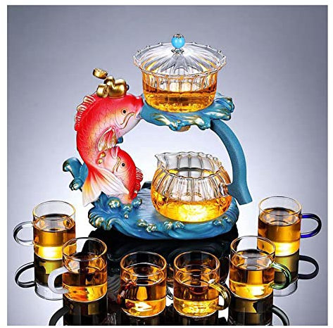 Teiera Magnetica Set Da Tè Pigro Macchina Per Il Tè Automatica In Vetro Creativo Pesce Macchina Per Il Tè Automatica Vestito Per La Casa Articoli Per Il Tè In Porcellana Regalo Per Amico(Color:B)