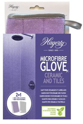 Hagerty Microfiber Glove Tiles & Ceramics Mikrofaserhandschuh 23 x 13 cm I Reinigungshandschuh für Fliesen und Oberflächen aus Keramik wie Badewanne Duschwanne I Kratzfrei & Fusselfrei I Ohne Chemie