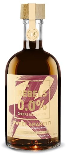 REBELS 0.0% Amaretto alternativa senza alcool, doppia distillata per aroma intenso, gusto pluripremiato, mandorle e albicocca dolce, vegano, da mescolare per cocktail analcolici, 500 ml