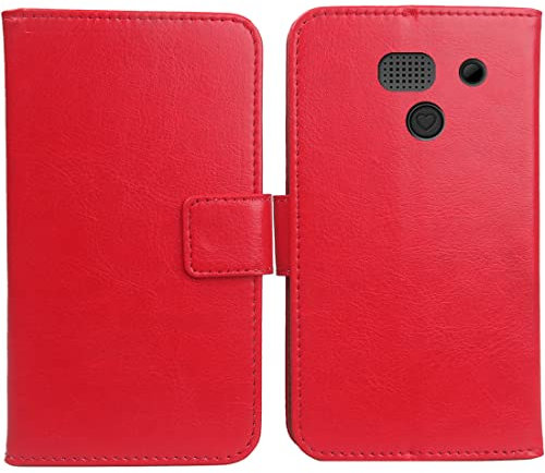 Bulbior PU Leder Tasche Hülle Für Artfone C1+ Seniorenhandy 1.77 Handy Flip Lederhülle Handyhülle Brieftasche Schutz Case Cover Etui (Rot)