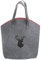 Brandsseller Filztasche Hirsch Prägung ca. 30 x 15 x 40 cm mit Magnetverschluss und roter Overlock Naht Einkaufstasche Shoppingbag Freizeittasche Anthrazit