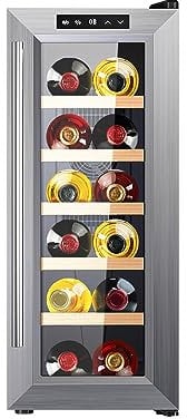 Cecotec Vinoteca 12 Botellas Bolero Grandsommelier 1230 Coolwood, Termoeléctrica, Bajo nivel sonoro y alto rendimiento, Temperatura regulable: 8-18ºC, Panel de control táctil, Display, Eco-friendly.