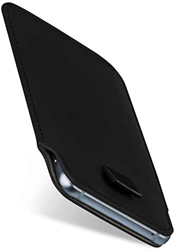 moex Slide Case für iPhone SE (2020/2022) Hülle zum Reinstecken Ultra Dünn, Holster Handytasche aus Vegan Leder, Premium Handyhülle 360 Grad Komplett-Schutz mit Auszug - Schwarz
