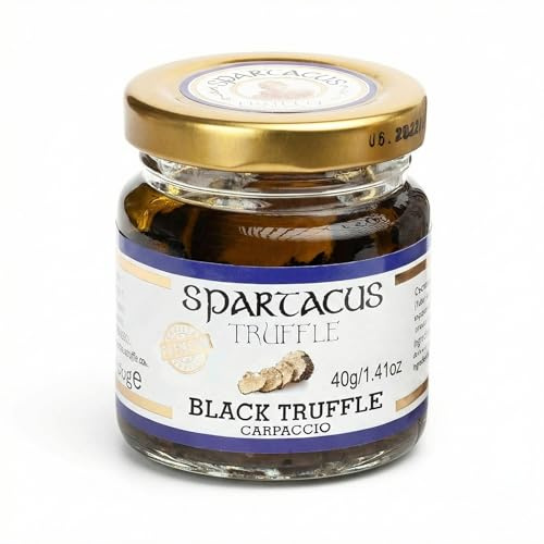 Spartacus Schwarzer Trüffel Carpaccio, 40g | Sommertrüffel Tuber Aestivum, Natives Olivenöl Extra, Tartufo Gourmet aus Europa, Ohne Zusätze
