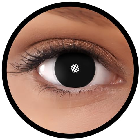 FXEYEZ Farbige Kontaktlinsen Halloween schwarz FROZEN SHADOW, 2 Stück (1 Paar), Ohne Sehstärke, leicht einzusetzende schwarze Linsen, 2 x farbige Kontaktlinse für Cosplay, Karneval, Fasching