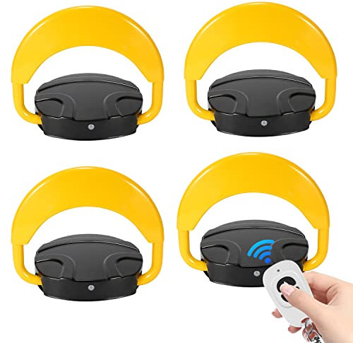 Jopassy 4xParkplatzsperre mit Fernbedienung-Antikollision 180° Ferngesteuerter, Wasserdicht Automatische parkplatzsperre, mit 8 Fernbedienungen, Intelligente Auto-Parksperre Alarmfunktionen.