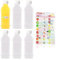 6pcs bottiglie trasparenti per succhi,1 adesivo frutta，contenitore per bevande da 250 ml,Bottiglia per bevande in PET con coperchio, bottiglia trasparente riutilizzabile, succo (copertina bianca)