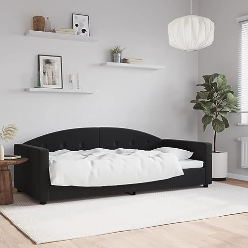 TANZEM Tagesbett Schwarz 90x200 cm Samt, Schlafsofa, Daybed, Bettsofa, Sofa Bed, Sofabett, Schlafcouch, Jugendbett, Bettgestell, Bettcouch - 354140