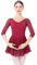 IMEKIS Ballettkleidung Damen Ballett Tanzkleid 3/4 ?rmel Ballettanzug Gymnastik Tanztrikot mit Chiffon Rock Ballettkleid Ballerina Tanzkleidung Dunkelrot S