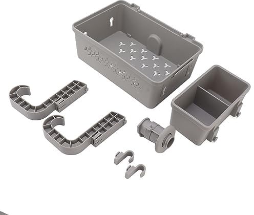 Poolside Storage Basket, Pool Storage Basket with Cup Holder Hooks Pool Storage Bin Containers Above Ground Pool Accessories for Pools