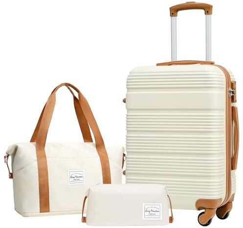 LONG VACATION Koffer Hartschalengepäck Carbon Gepäckset ABS Leichtgewicht Robustes Kofferset mit TSA-Schloss Reisetasche Spinner-Räder