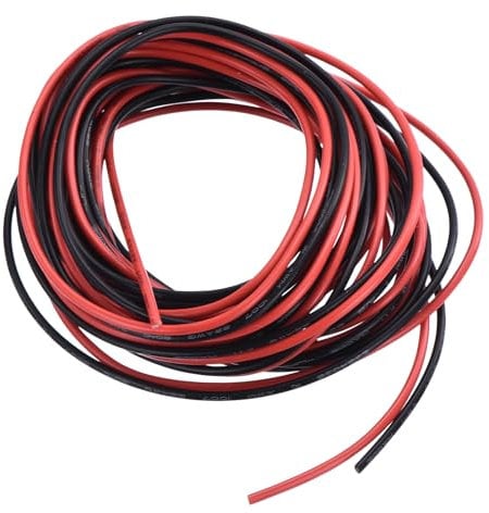 sourcing map 22 Gauge PVC Hookup Wire 3.0m/10ft 22AWG Flexible Electrical Wire UL1007 Tinned Copper Stranded Black Red, 1.5mm Dia for Model Aircraft Electric Appliances Internal Connect