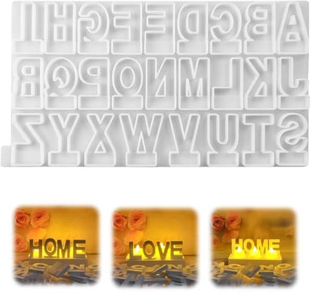 Silikonformen Gießformen Buchstaben,Silikonform Kerzenhalter Gießform Buchstaben Formen für Gips Gießen,A-Z Alphabet Epoxidharz Formen Buchstaben,DIY Kerzenständer für Stabkerzen und Teelichter