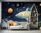 Fototapete 3D Effekt Tapeten 3D Weltraum Planet Rakete Kinderzimmer Wohnzimmer Schlafzimmer Flur Modern Vlies Tapete Vliestapete Wandtapete 350Cm(W)*256Cm(H)