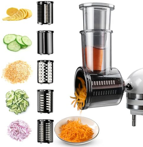 Slicer Shredder Aufsätze für KitchenAid Standmixer, Käsereibe, Salatbereiter, Gemüseschredder, Lebensmittelschneider, Zerkleinerer, Mahlpulver-Zubehör mit verbesserten 5 Klingen