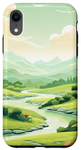 iPhone XR Cute Pastel Sage Green Landscape Case