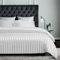 YASMENG Housse de Couette Satin 200x200 Blanc Rayé Brillant Deluxe Parure de Lit Satin Doux Soyeux Soie Linge de Lit 2 Personne Adulte avec Fermeture Éclair avec Taies d'oreiller 65x65 cm