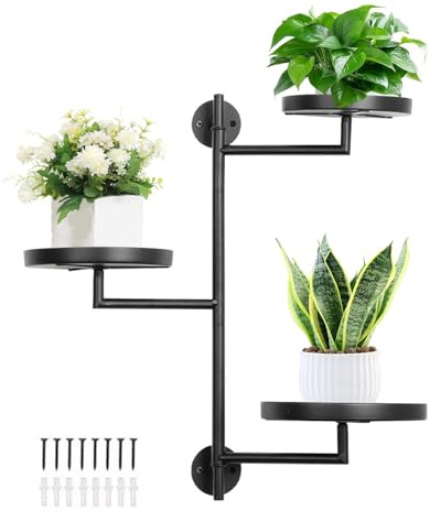Uhngw Rotating Window Plant Shelves | 3-Tier Rotating Plant Stand All-Metal for Window - Small Spaces Multiple Plants Display Shelf to Enhance Home Decor for Bedroom, Library