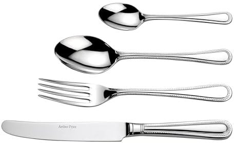 Arthur Price ZBIS4801 Bead 48 Piece 12 Person Cutlery Set, Stainless Steel