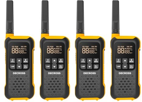 Station Radio Portable PMR PNI Decross DC93 Quad, 446MHz, 0,5W, 16CH, étanche IP67, Lot de 4 pièces
